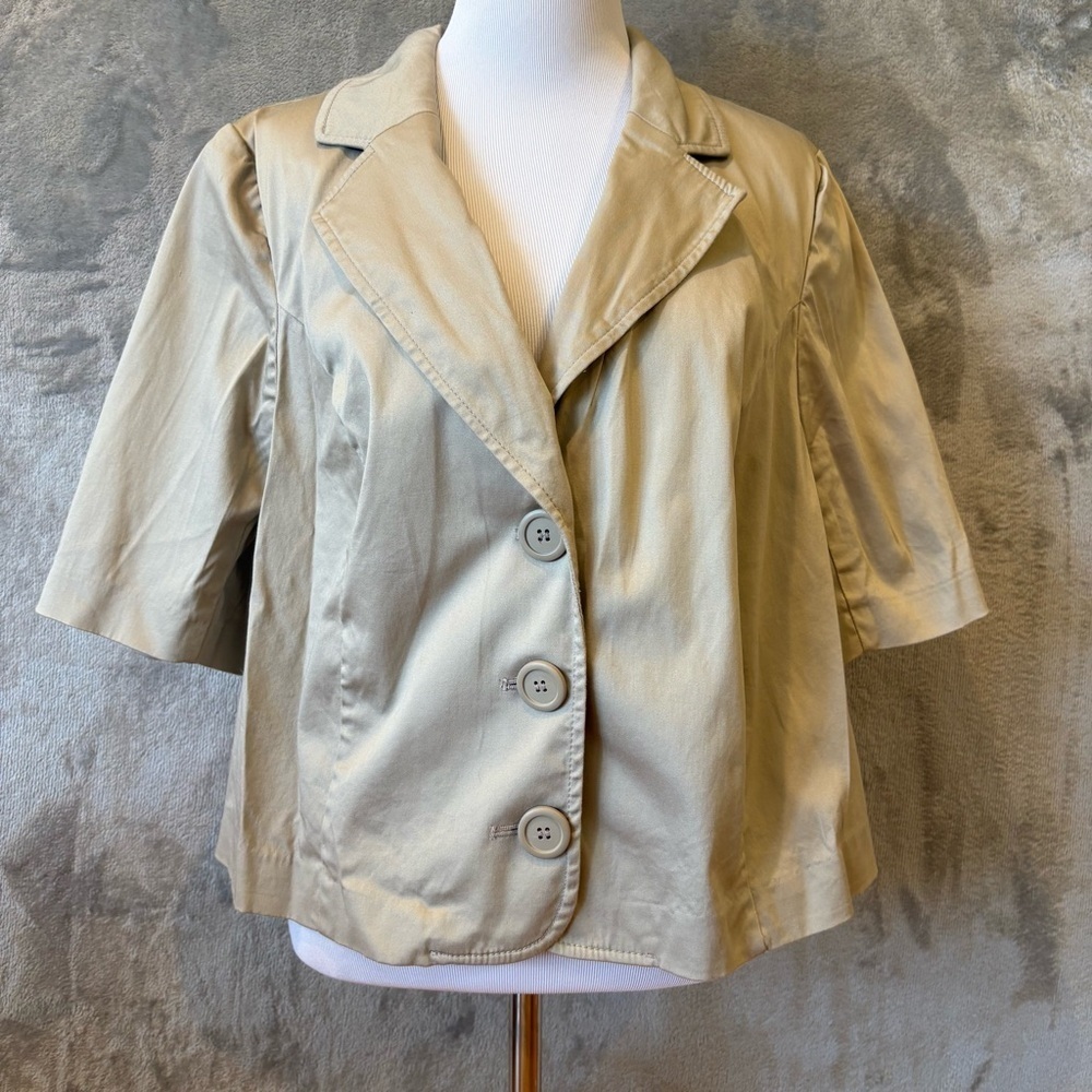 Lane Bryant Tan Blazer with Classic Lapel and Tailored Silhouette